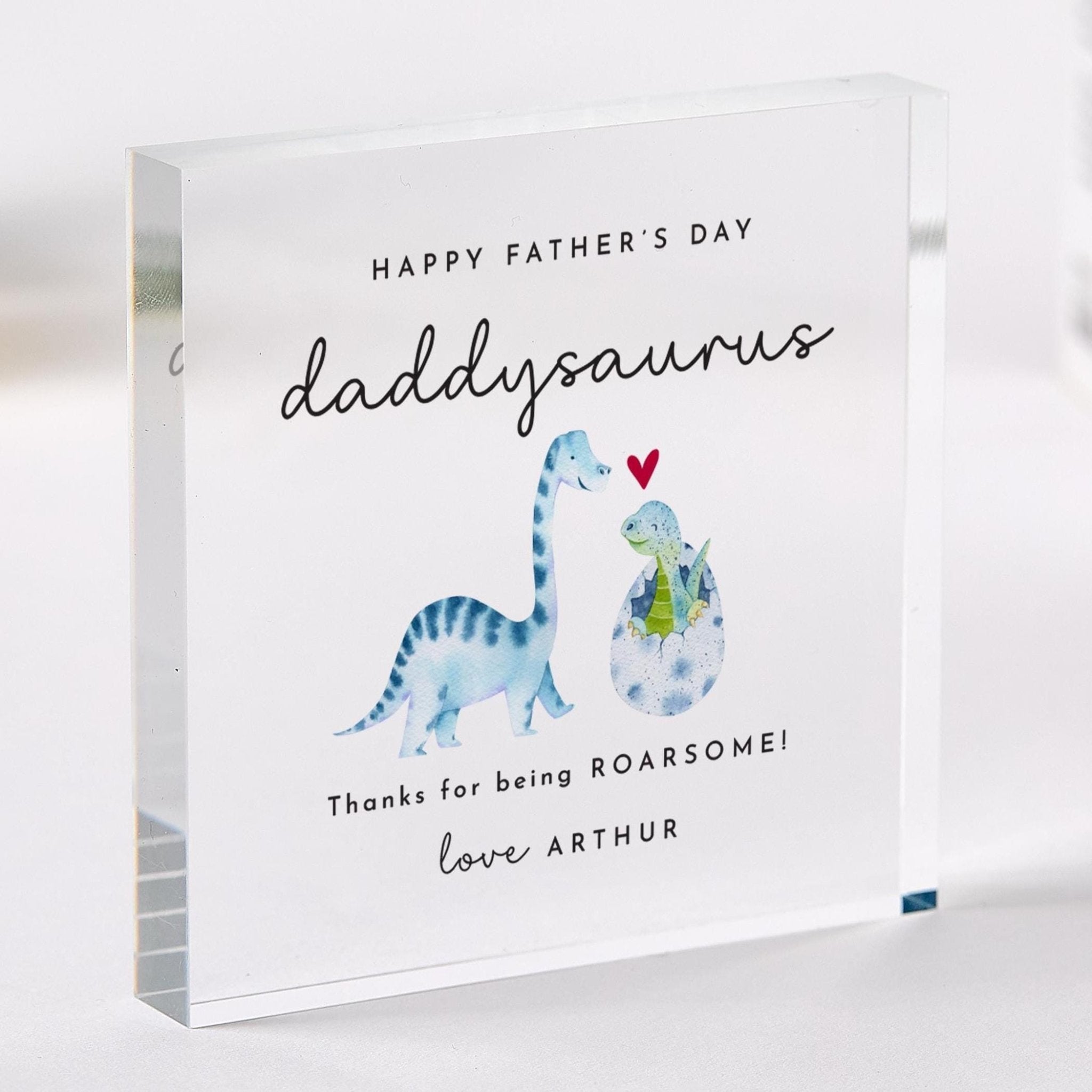 Funny Gift for Dad Daddysaurus Acrylic Plaque Personalised Father's Day Gift from Kids Roarsome Keepsake Dino - Loving Dads First Fathers Day