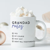 Funny Grandad Rules Mug / Father's Day Christmas Gift for Grandpa / Grandad's Birthday