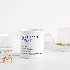 Funny Grandad Rules Mug / Father's Day Christmas Gift for Grandpa / Grandad's Birthday