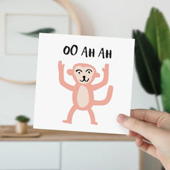 Funny Monkey Card With "Ooâ Ahâ Ah" Text Cheeky Monkey Happy Birthday Card For Kids Adults For Her Him Friends Greeting Card