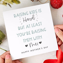 Funny Mother's Day Card for Mum from Husband Cute Gift for Mummy Humorous Parenting Joke Raising Kids Appreciation Thoughtful Present Wife