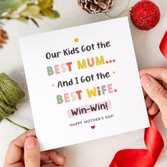 Funny Mother's Day Card for Wife from Husband Best Mum Best Wife Gift for Mummy Cute Love Appreciation Sweet Present for Her Win - Win