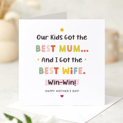 Funny Mother's Day Card for Wife from Husband Best Mum Best Wife Gift for Mummy Cute Love Appreciation Sweet Present for Her Win - Win
