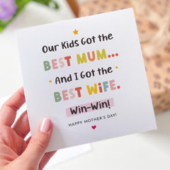 Funny Mother's Day Card for Wife from Husband Best Mum Best Wife Gift for Mummy Cute Love Appreciation Sweet Present for Her Win - Win