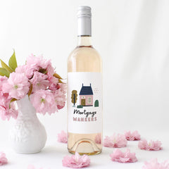 Funny New Home Gift Wine Label Mortgage Wankers Housewarming Gift Humorous Bottle Sticker for Friends Buying Their First Home