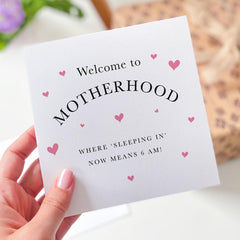 Funny New Mum Card Personalised First Mother's Day Card for New Mummy Cute Baby Shower Gift for Her Welcome to Motherhood Sleeping In Quote