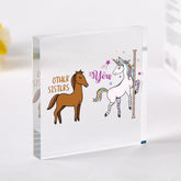 Funny Unicorn Acrylic Block Gift, Quirky Birthday or Christmas Keepsake for Sister, Mum, Grandma or Auntie