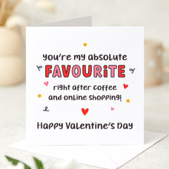 Funny Valentine's Day Card for Husband Wife Boyfriend Girlfriend Partner Humorous and Cute Love Card for Coffee and Shopping Lovers