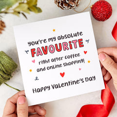Funny Valentine's Day Card for Husband Wife Boyfriend Girlfriend Partner Humorous and Cute Love Card for Coffee and Shopping Lovers