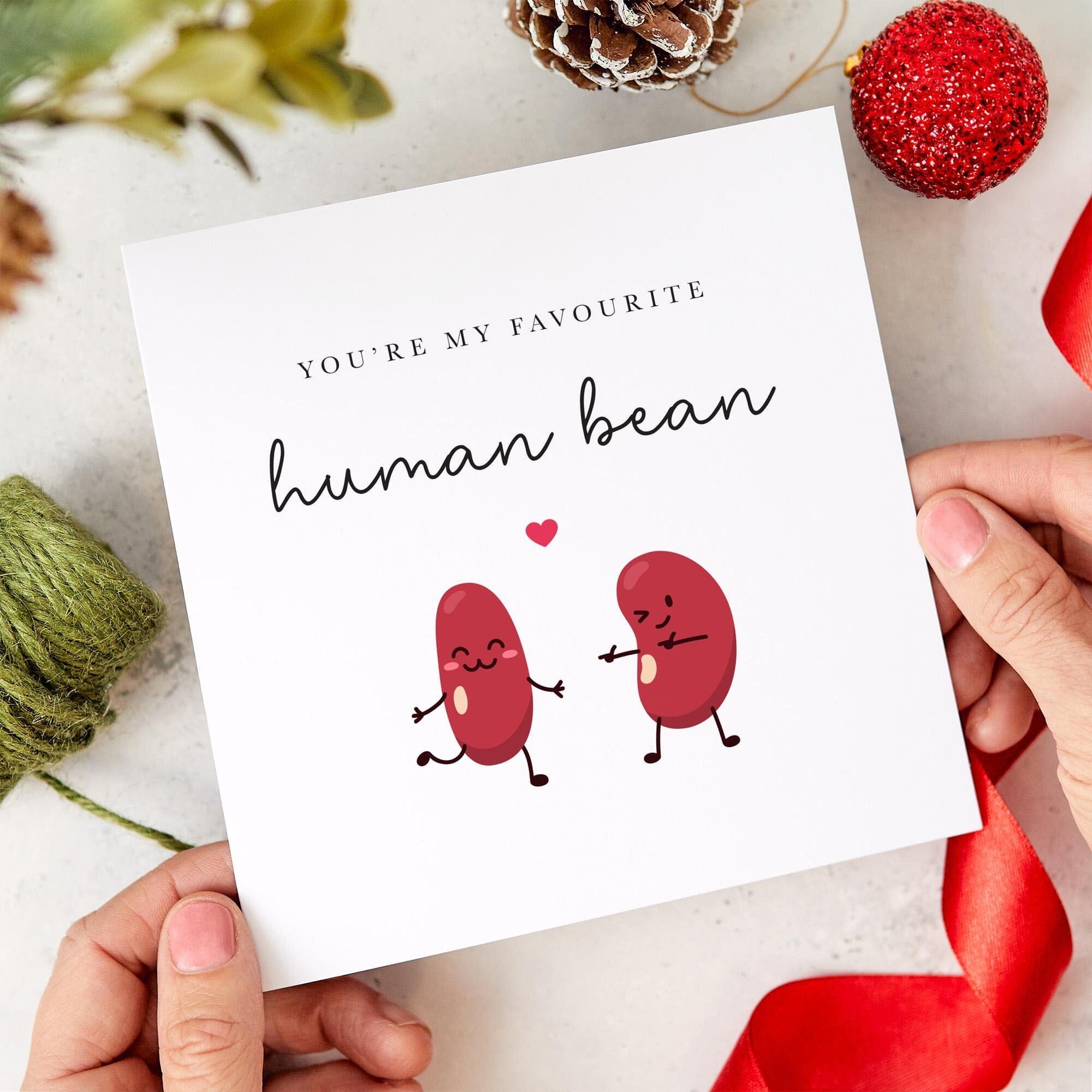 Funny Valentines Day Card Human Bean Cute Card for Wife Husband Boyfriend Girlfriend Anniversary for Boyfriend Girlfriend Valentines Gift
