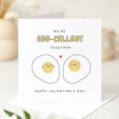 Funny Valentine's Day Card We're Egg - cellent Together Cute Love Card for Couples Boyfriend Girlfriend Husband Wife Romantic Pun Card