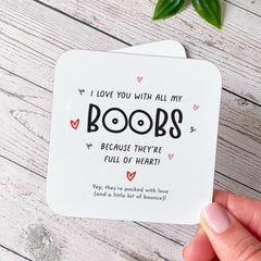Funny Valentine’s Mug Love You With All My Boobs Cute Romantic Gift for Boyfriend Girlfriend