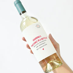 Funny Wine Label for Grandma Gift for Nan Patience in a Bottle Humorous Present for Mother's Day Birthday or Christmas