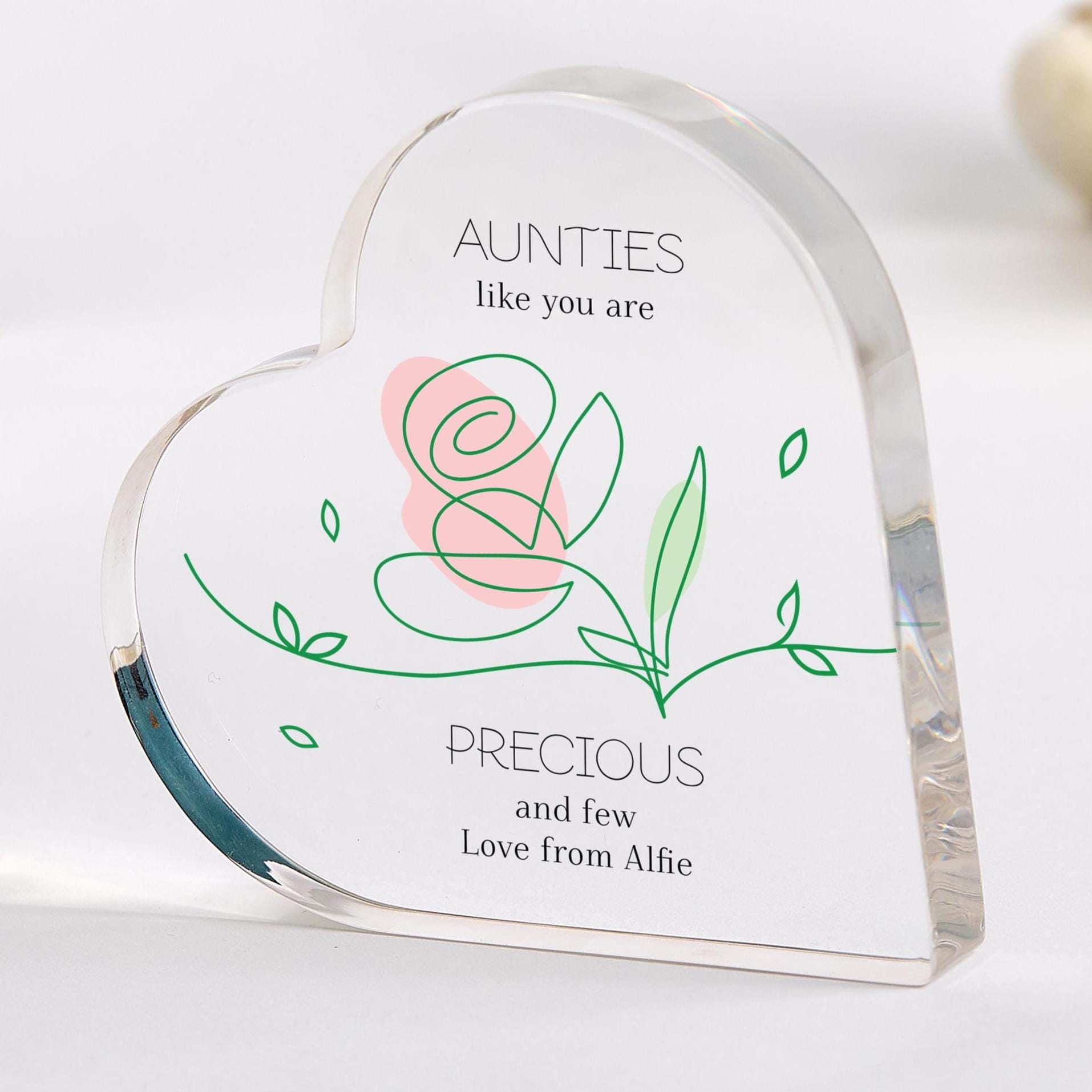 Gift for Auntie Acrylic Plaque Cute Gift from Niece or Nephew 'Aunties Like You Are Precious' Sentiment Keepsake for Birthday Christmas