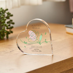 Gift for Auntie Acrylic Plaque Cute Gift from Niece or Nephew 'Aunties Like You Are Precious' Sentiment Keepsake for Birthday Christmas