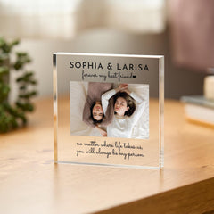 Gift for Best Friend Photo Acrylic Plaque Birthday Christmas Gift for Her with Name & Message Forever My Person Keepsake for Friendship