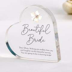 Gift for Bride Elegant Wedding Gift for Her Acrylic Plaque with Flower Design and Sentimental Message Keepsake Bridal Shower Hen Party Bride
