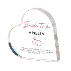 gift for Bride Personalised Bride to Be Acrylic Heart Plaque Gift Engagement or Hen Party Keepsake for Future Mrs