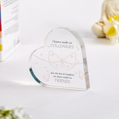 Gift for Colleague Friend Heart Plaque Keepsake for Her Birthday Leaving Far Away or Thank You Present for Female Work Friend Team Member