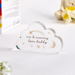 Gift for Dad Acrylic Plaque Me and Mummy Love Daddy Cute Father's Day Dad's Birthday Gift from Baby Toddler Keepsake for Daddy Father