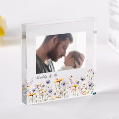 Gift for Dad Personalised Acrylic Photo Plaque Floral Frame Birthday Father's Day or Christmas Keepsake