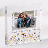 Gift for Friend Personalised Acrylic Photo Plaque Floral Frame Birthday or Christmas Keepsake