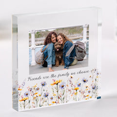 Gift for Friend Personalised Acrylic Photo Plaque Floral Frame Birthday or Christmas Keepsake