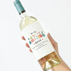 Gift for Friend Wine Label for Her Amazing Friend Thoughtful Friendship Gift Cute Bottle Sticker Perfect for Birthday Christmas Thank You