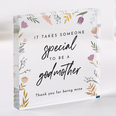 Gift for Godmother Christening Thank You Acrylic Plaque Elegant Keepsake with Heartfelt Quote Special Present from Godchild for Baptism