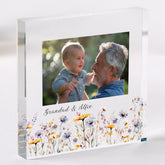 Gift for Grandad Personalised Acrylic Photo Plaque Floral Frame Birthday Mother's Day or Christmas Keepsake
