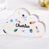 Gift for Kids Personalised Acrylic Cloud Plaque Astronaut Rocket Space Nursery Decor for Niece Nephew Son Daughter Grandchild Godchild