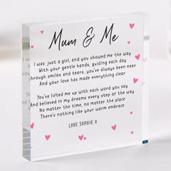 Gift for Mum Birthday Christmas Mother's Day Gift Heartfelt ˜Mum & Me' Poem Acrylic Plaque Wedding Gift for Mother of the Bride