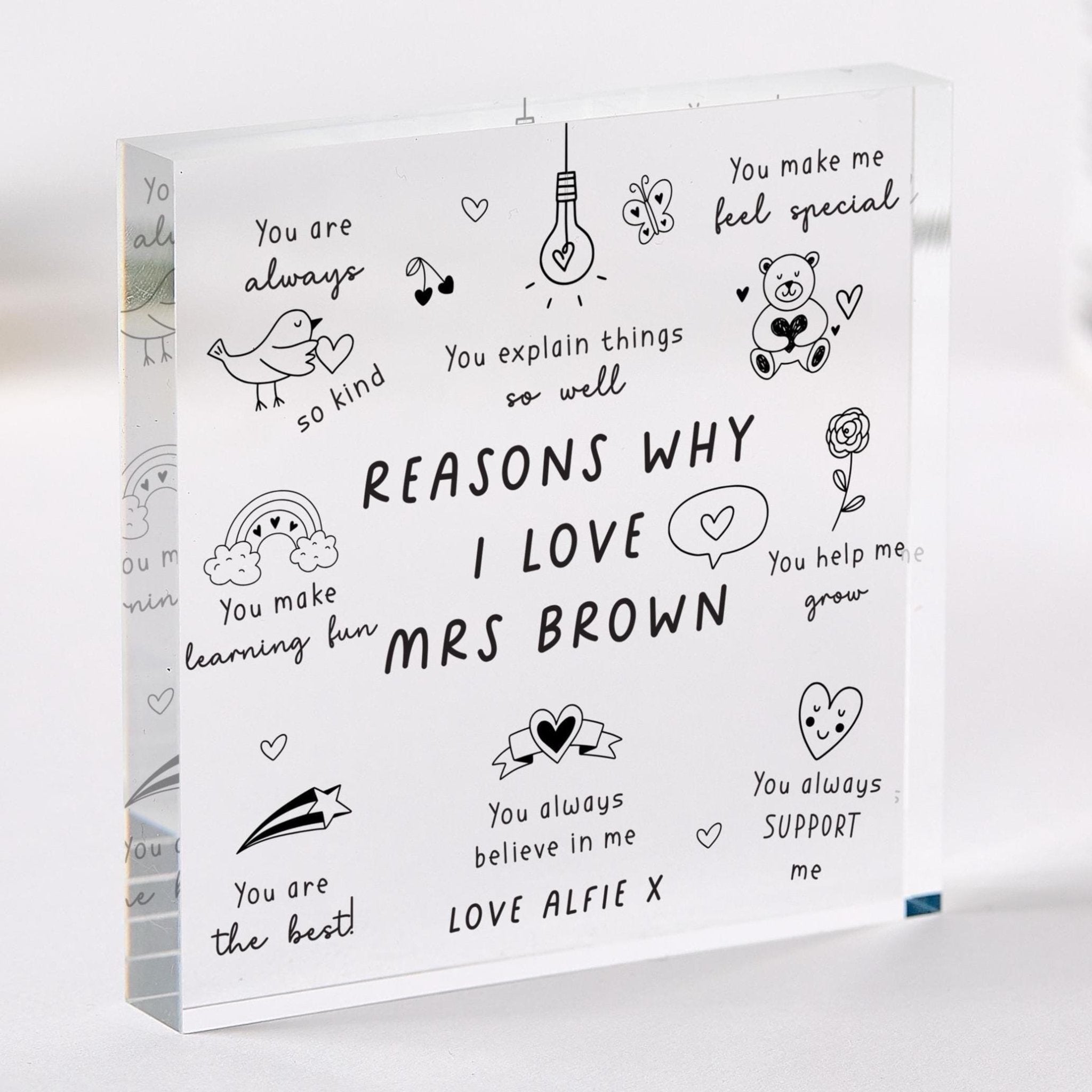 Gift for Teacher Personalised Teacher End of Term Gift Thank You Keepsake Plaque for Graduation Acrylic Plaque Teacher Appreciation