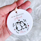 Girlfriend Ornament To My Beautiful Girlfriend Personalised Ornament with Name Cute Penguin Design Gift for Her