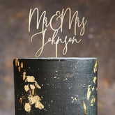 Gold Wedding Cake Topper, Custom Mr & Mrs Name, Rustic Bride Groom Decor, Wooden Gold Silver Rose Gold Black