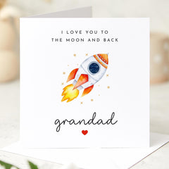 Grandad Card for Father's Day I Love You to the Moon and Back Rocket Design Thoughtful Keepsake for First Fathers Day Birthday or Christmas