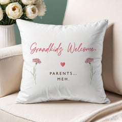 Grandkids Welcome Cushion Funny Gift for Grandma Grandad Nana Granny Mother's Day Birthday Christmas Decor