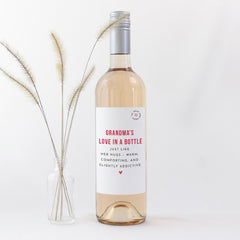 Grandma's Love in a Bottle Wine Label Sticker Gift for Nan Wine Prosecco Bottle Sticker for Nanny on Mother’s Day Birthday Christmas