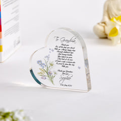 Grandmother of The Bride Gift Wedding Day Gift for Grandma Heart Keepsake from Bride Sentimental Present Thank You Poem Acrylic Plaque