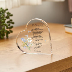 Grandmother of The Bride Gift Wedding Day Gift for Grandma Heart Keepsake from Bride Sentimental Present Thank You Poem Acrylic Plaque