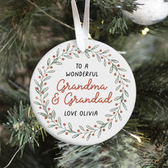 Grandparents Ornament To a Wonderful Grandma and Grandad Personalised Ceramic Ornament Heartfelt Keepsake Gift for Grandparents