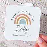 Happy 1st Father's Day Coaster for Daddy Gift from the Bump with Rainbow Design Cute First Fatherhood Keepsake for Him