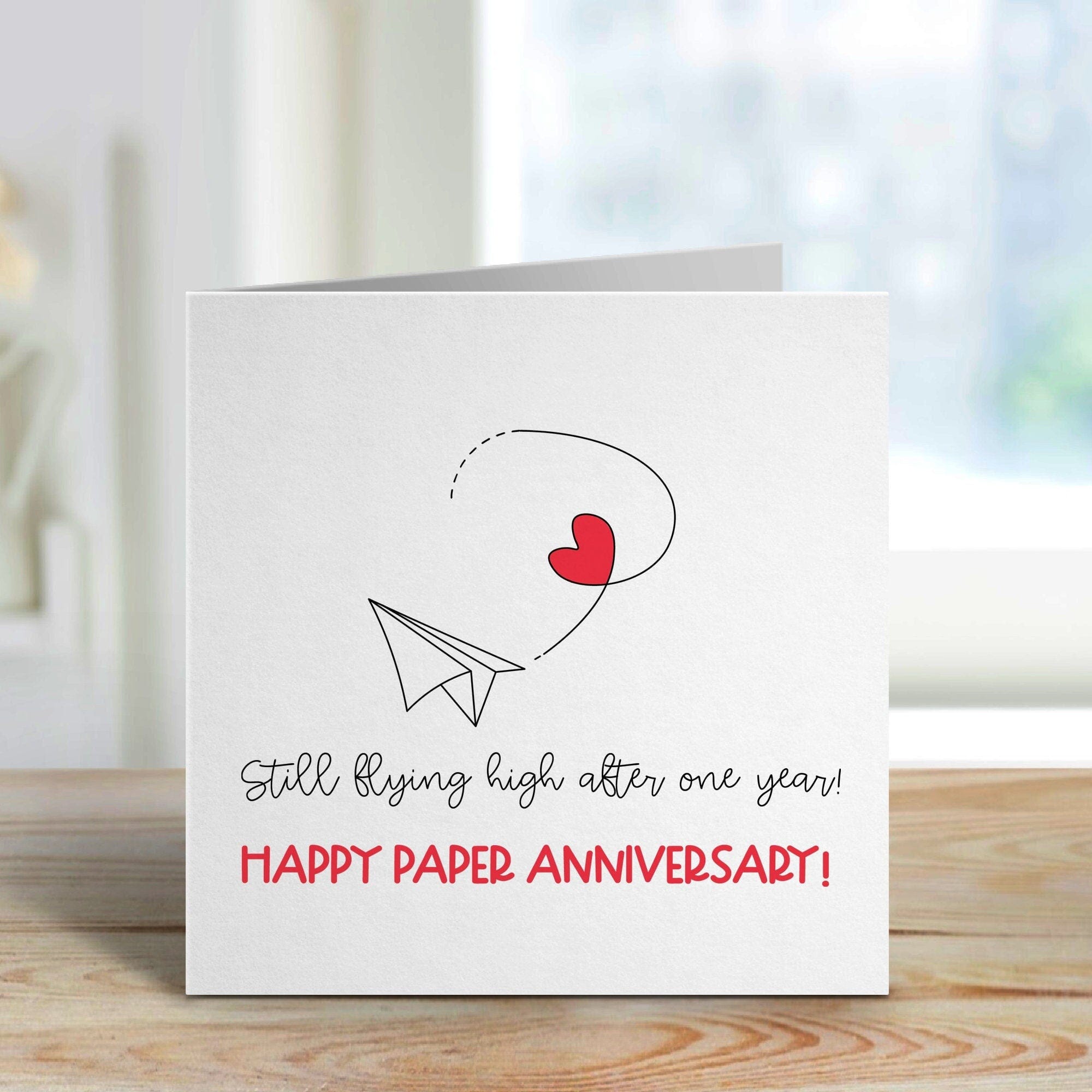 Happy 2Nd Paper Anniversary With Paper Aeroplane And Heart Greetings Card For Couple Happy Valentine's Day Happy Married Two Years Second