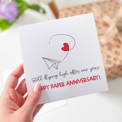 Happy 2Nd Paper Anniversary With Paper Aeroplane And Heart Greetings Card For Couple Happy Valentine's Day Happy Married Two Years Second