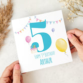 Happy 5th Birthday Card for Boy Colourful Balloons and Cake Fun Celebration Card Ideal for Son Grandson or Special Little Boy I am Five