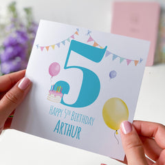 Happy 5th Birthday Card for Boy Colourful Balloons and Cake Fun Celebration Card Ideal for Son Grandson or Special Little Boy I am Five