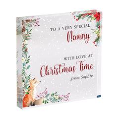 Happy Christmas Acrylic Plaque – Cute Festive Keepsake Gift for Mum Auntie Nanny Godmother or Grandma from Daughter Nephew Niece Grandchild