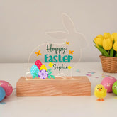 Happy Easter Bunny LED Acrylic Night Light Plaque - Personalised Gift for Baby or Child Easter Basket