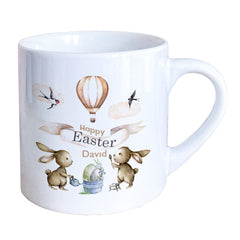 Happy Easter Mug With Name Easter Design With Bunnies Gift For Kids Toddler Children