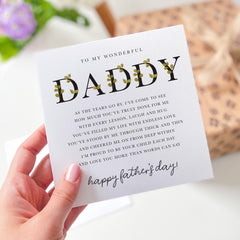 Happy Father's Day Card for Daddy Sentimental Verse Design Thoughtful Keepsake Father's Day Card from Son or Daughter